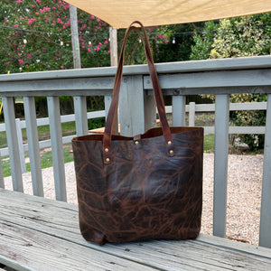 Fall - Tall Leather Tote - Distressed Brown