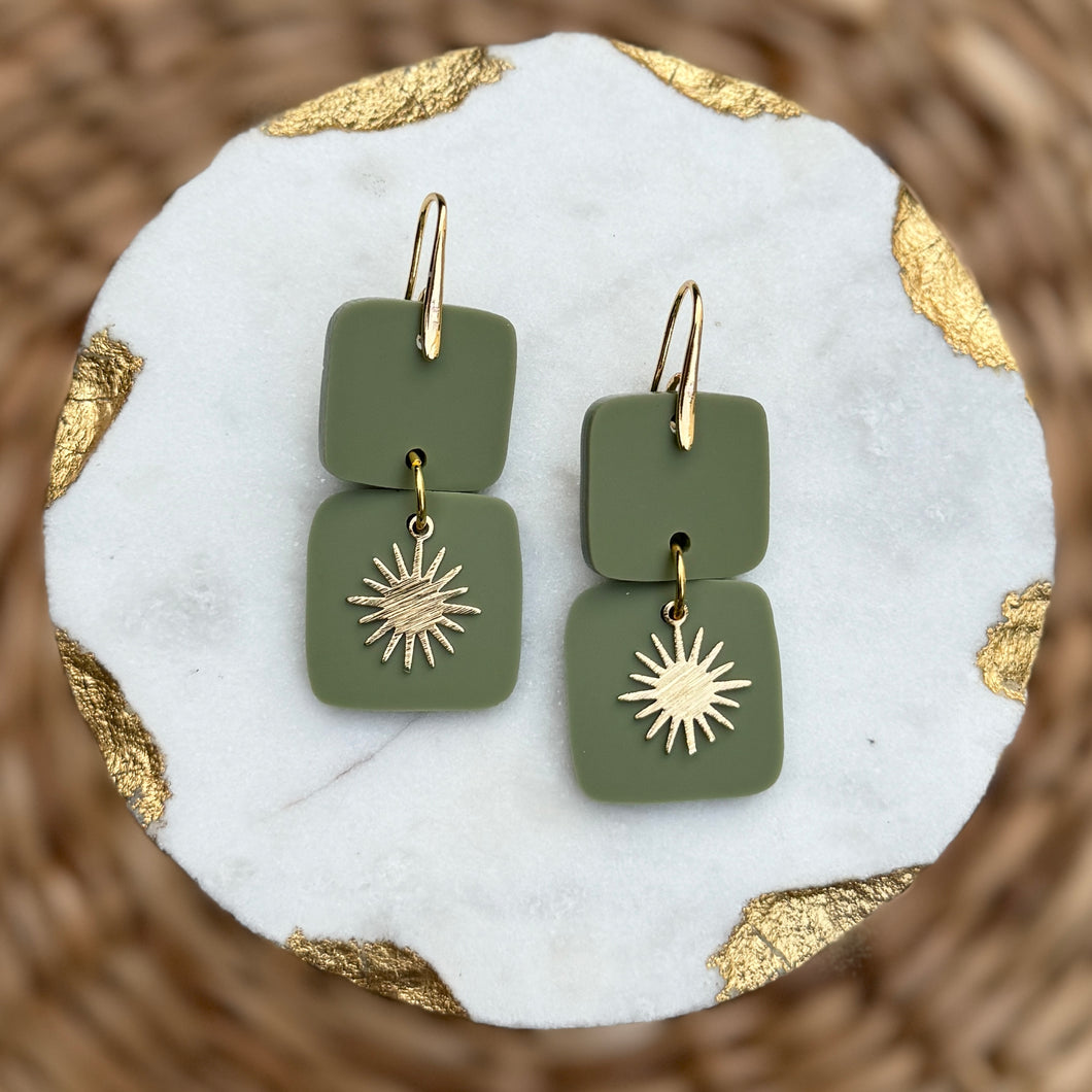 Mini Stacks - Olive - Acrylic Earrings