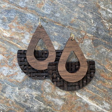 Elisa Fringe - Black Basketweave - Leather and Wood Statement Earrings