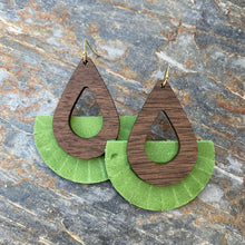 Elisa Fringe - Grassy Green - Leather and Wood Statement Earrings