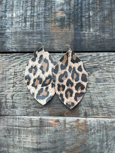 XL Leaf - Leopard - Leather Earrings
