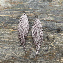 Wings of an Angel - Small - Metallic Graphite Leather Earrings