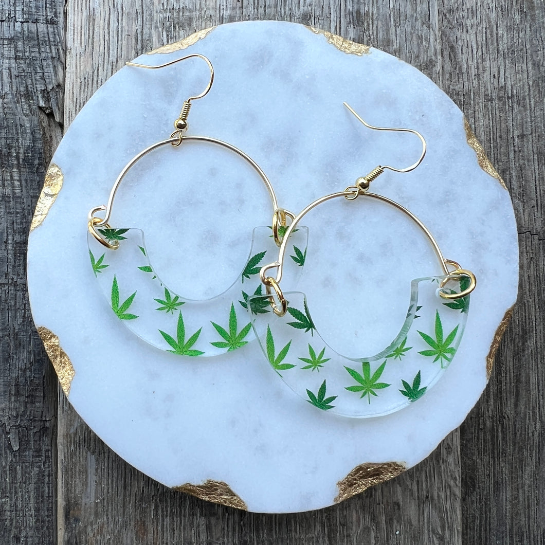 Remix Hoops - 420 Weed Leaf - Acrylic Earrings