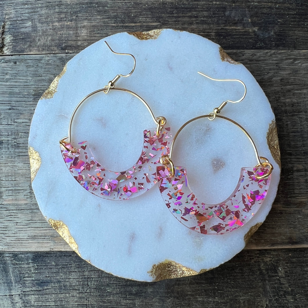 Remix Hoops - Rosé Glitter Acrylic Earrings