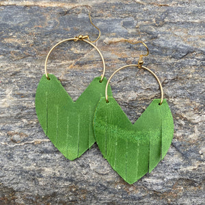 Glam Hoops - Grassy Green - Leather Earrings