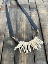 The Lillian Leather Strap Necklace with Navy