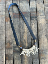 The Lillian Leather Strap Necklace with Navy