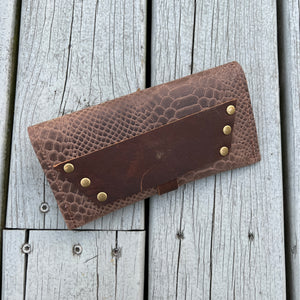Leather Wallet - Brown Snake Embossed