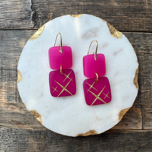 Mini Stacks - Bright Pink Starburst - Acrylic Earrings
