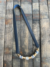 The Addison Leather Strap Necklace with Navy