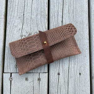 Leather Wallet - Brown Snake Embossed