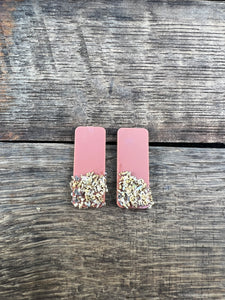 Bar Studs - Rust Sparkle - Acrylic Earrings