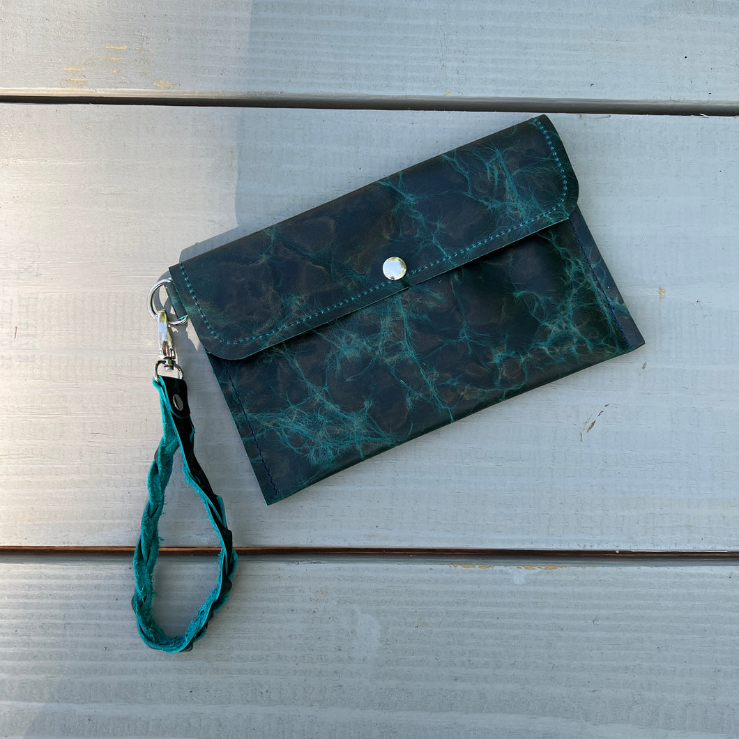Leather Wristlet - Pine Crackle