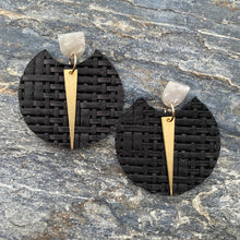Spike Rounds - Black - Leather & Brass Drops