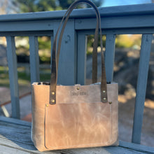 Mini Tote - Off White Brindle Cowhide with Sand Leather