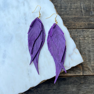 Wings of an Angel - Leather Earrings - Violet
