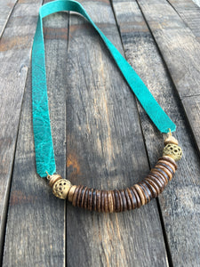 The Sophia Leather Strap Necklace with Jade
