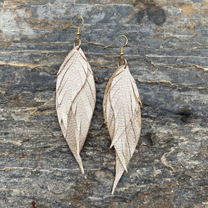 Wings of an Angel - Small - Metallic Champagne Leather Earrings